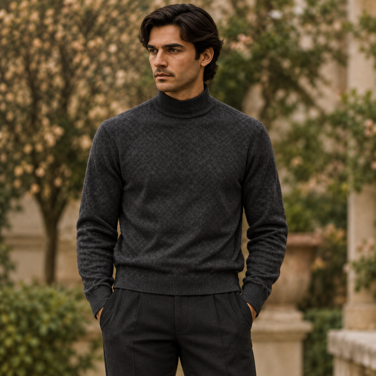 The Charcoal Mock-Neck Knit