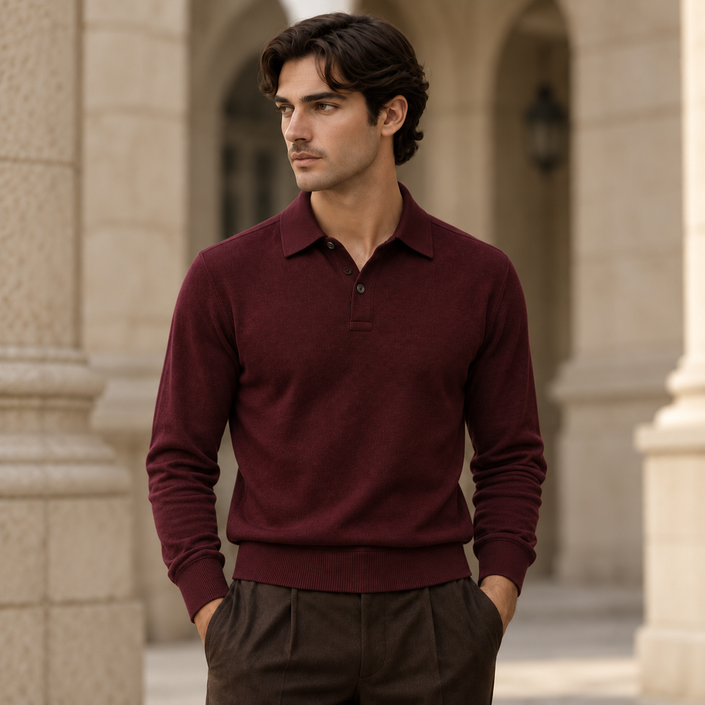 The Burgundy Knit Polo
