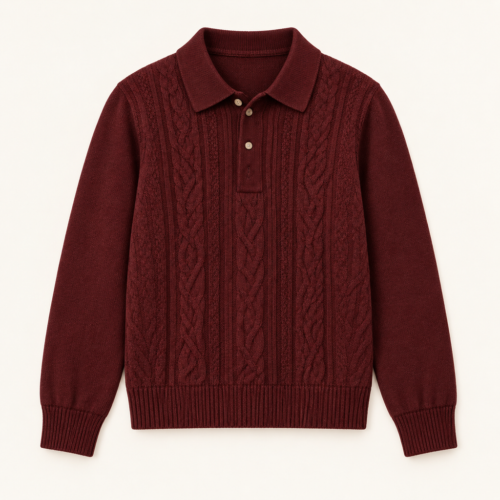 Boys Burgundy Knit Polo — Deep Burgundy