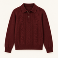 Boys Burgundy Knit Polo — Deep Burgundy