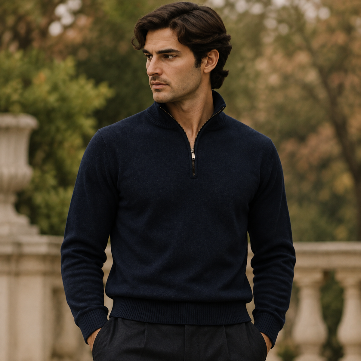 The Navy Half-Zip Knit