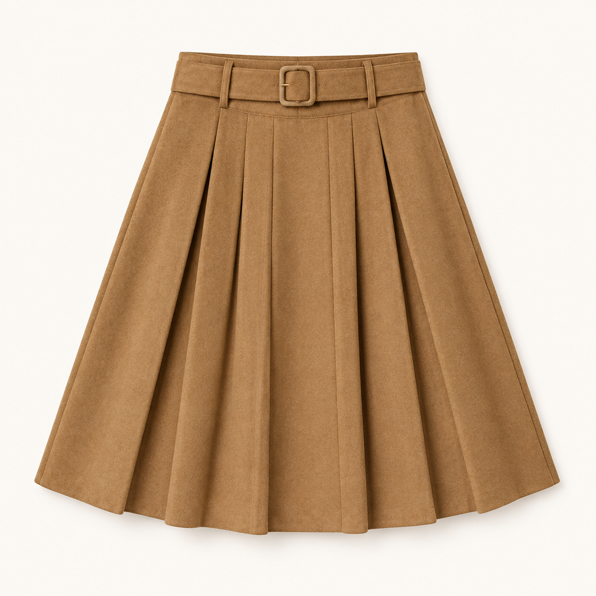 Girls Camel Pleated Skirt — Camel