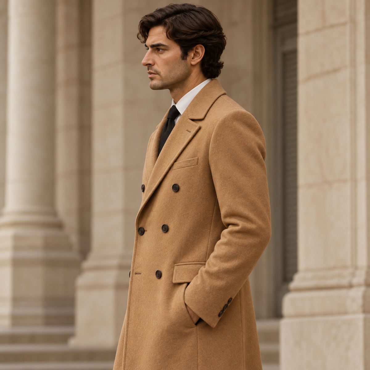 The Camel Double-Breasted Coat