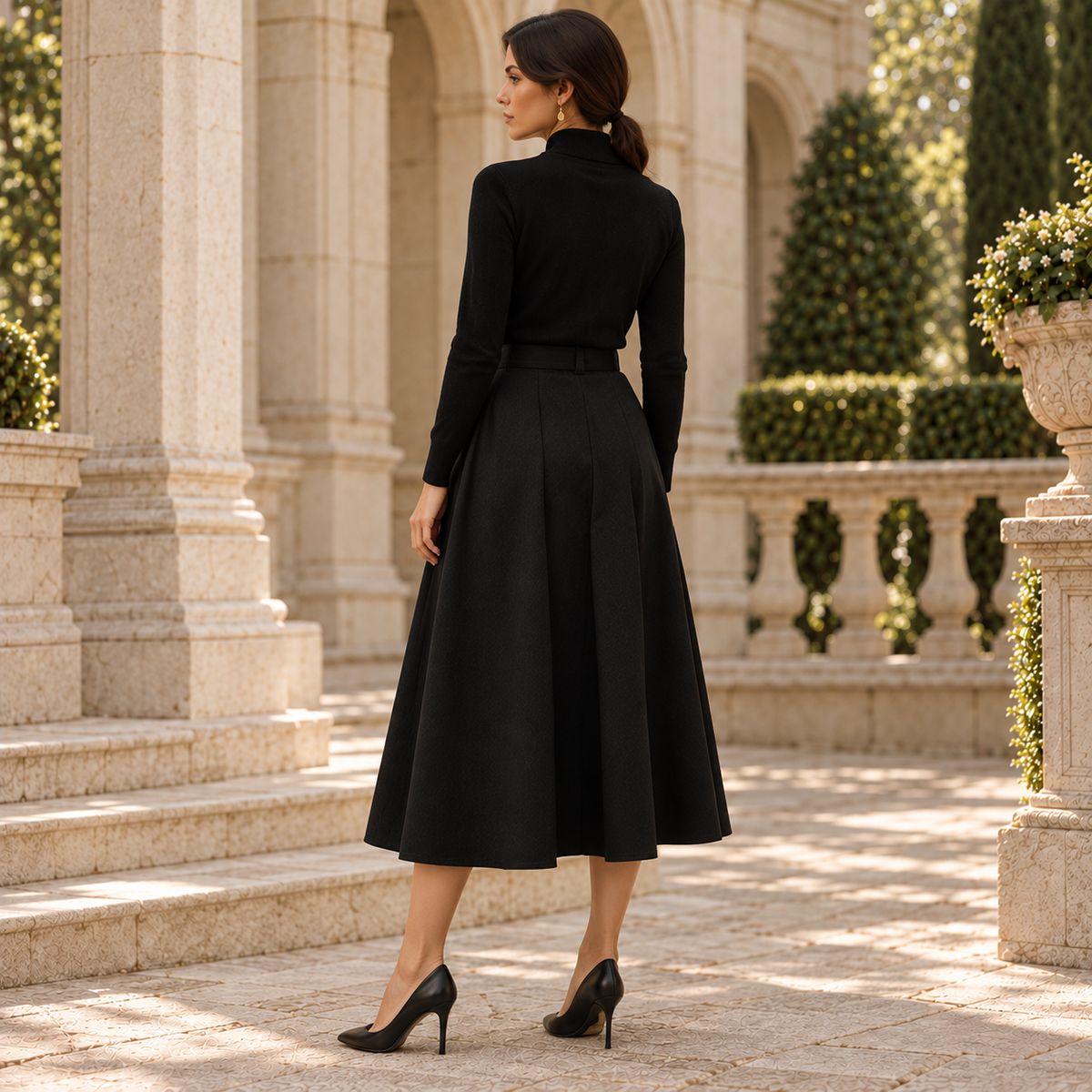 The Noir Structured Midi Skirt