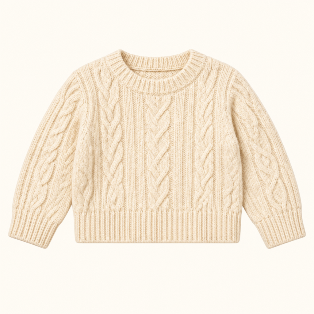 Boys Ivory Crew-Neck Knit — Warm Ivory