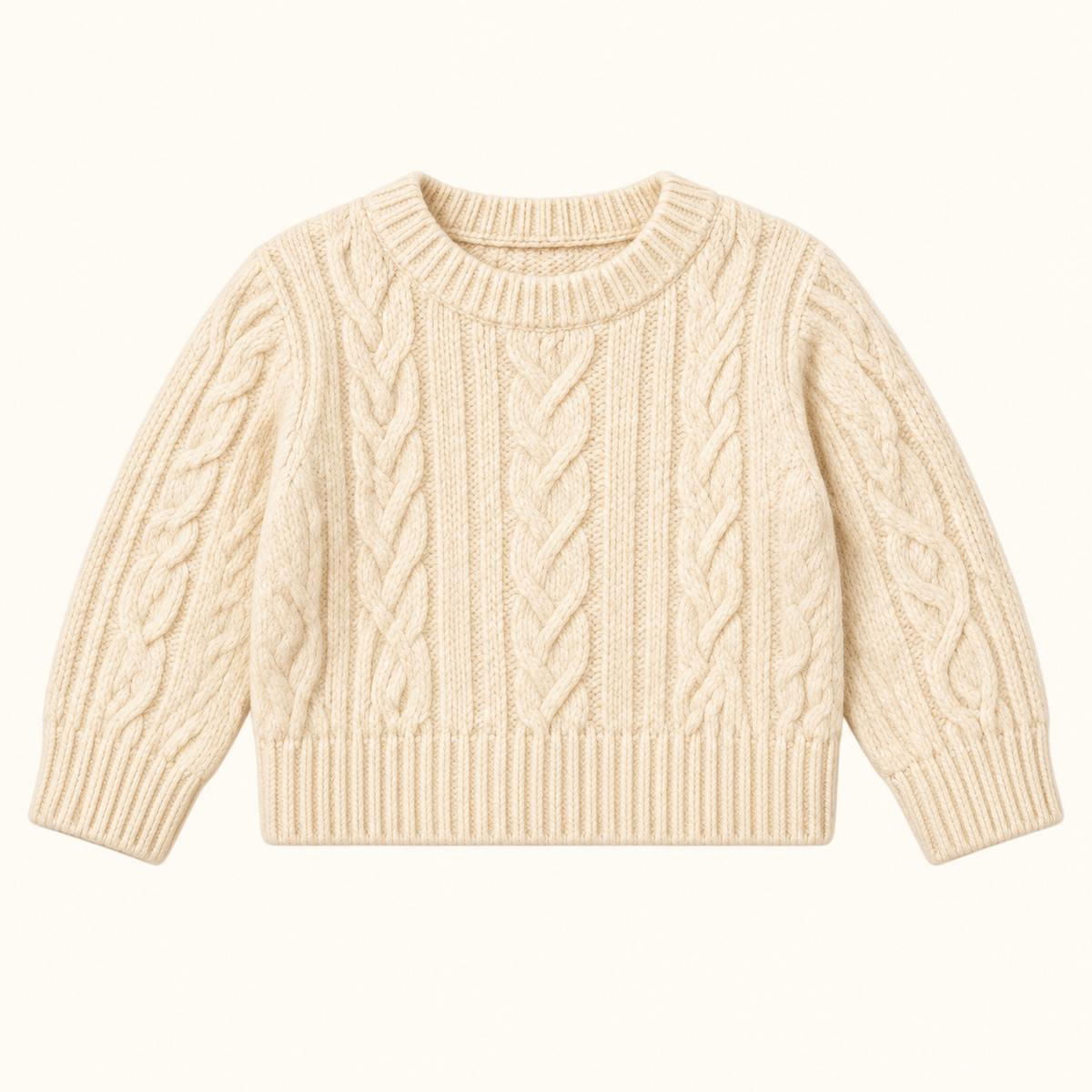 Boys Ivory Crew-Neck Knit — Warm Ivory