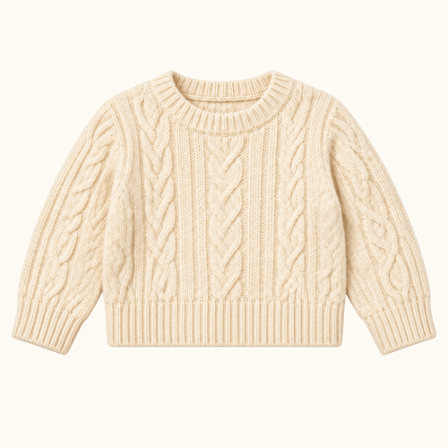 Boys Ivory Crew-Neck Knit — Warm Ivory