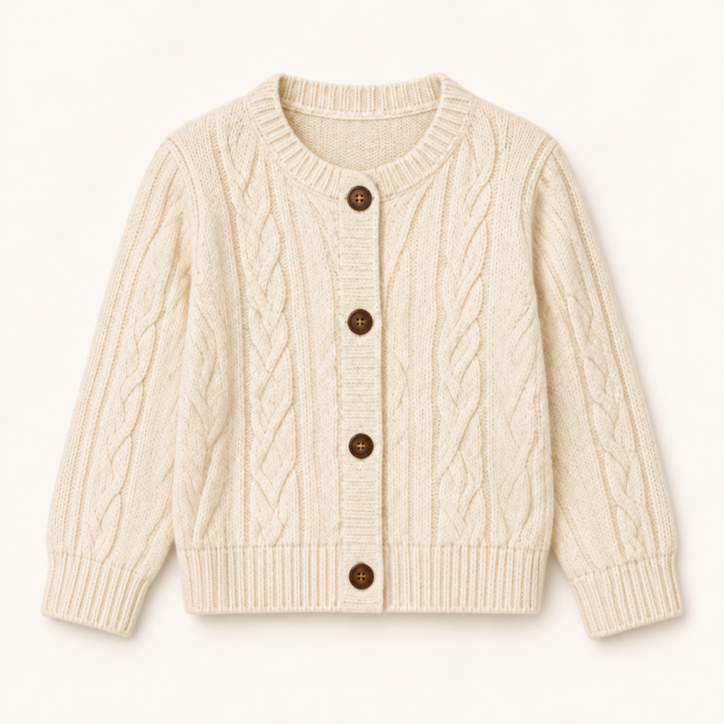 Girls Ivory Cable-Knit Cardigan — Ivory