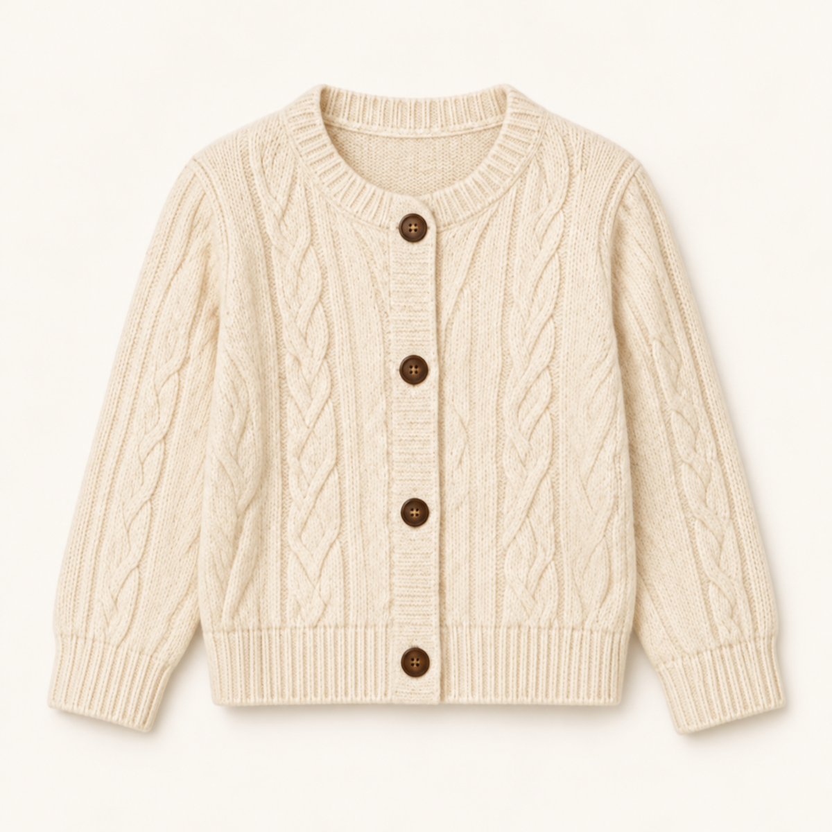 Girls Ivory Cable-Knit Cardigan — Ivory