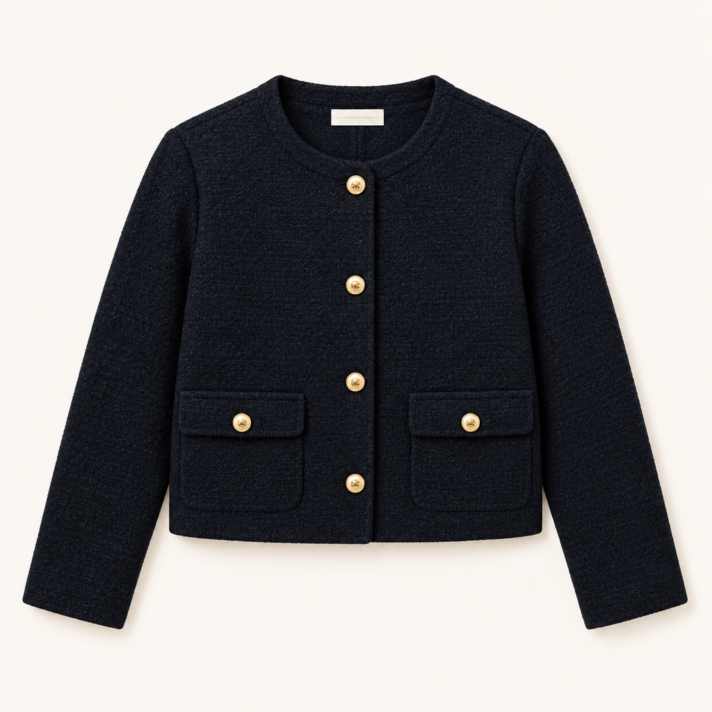 Girls Navy Bouclé Jacket — Heritage Navy