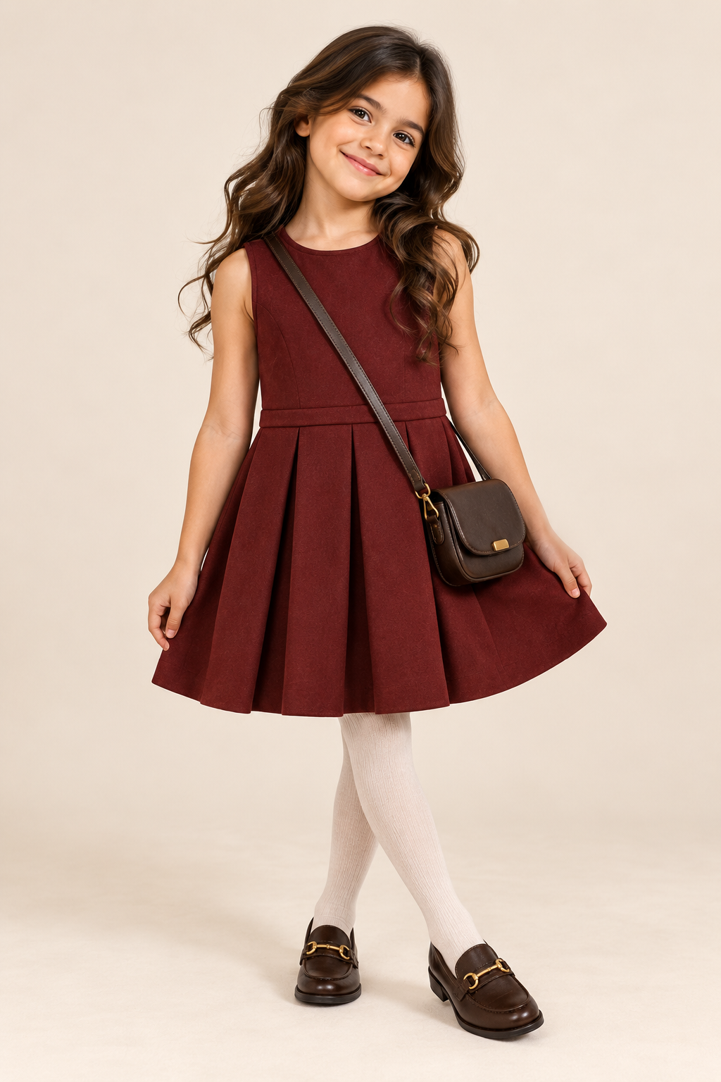 Girls Heritage Wool Pinafore Dress — Deep Burgundy