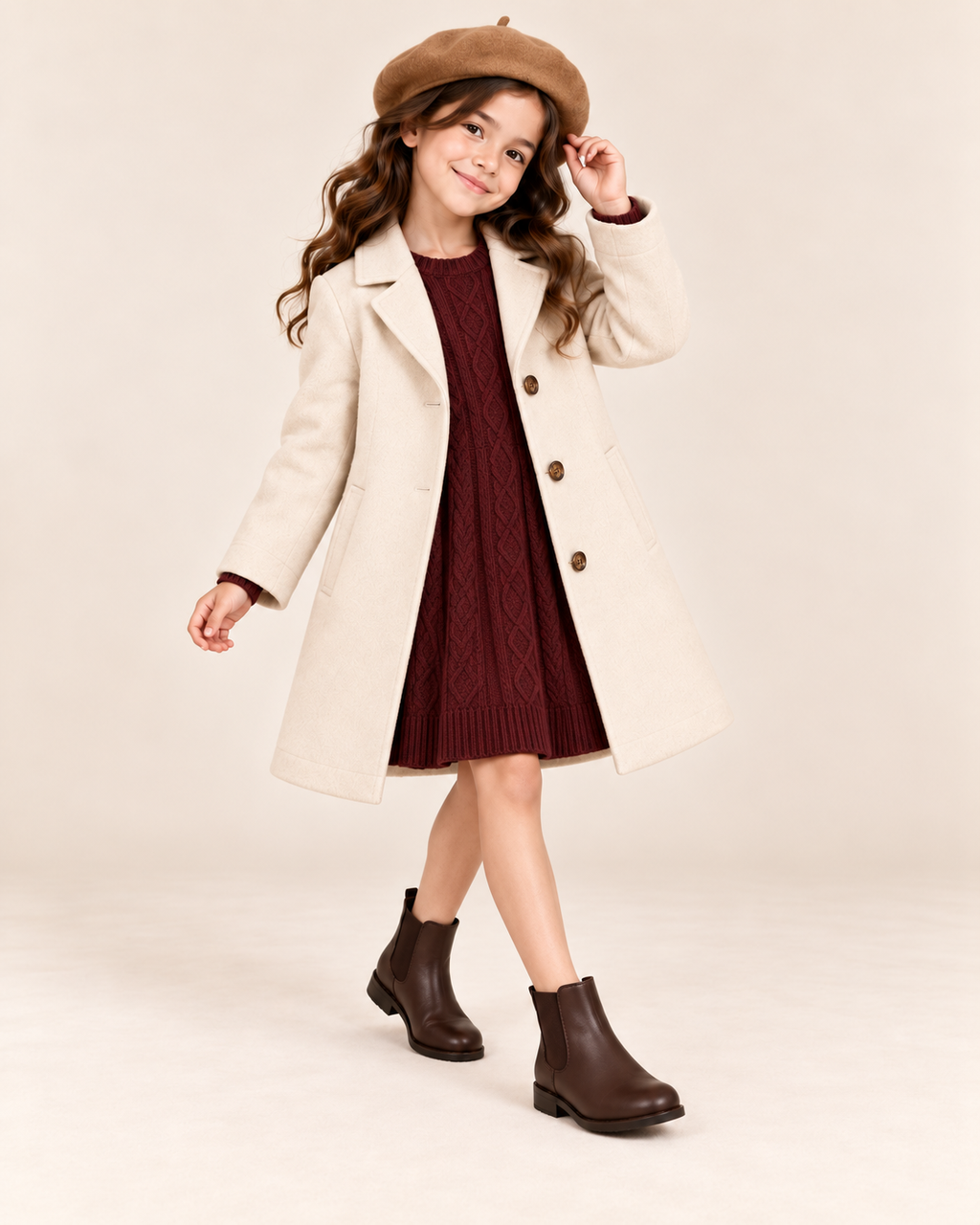 Girls Ivory Heritage Coat — Warm Ivory