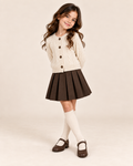 Girls Ivory Cable-Knit Cardigan — Ivory