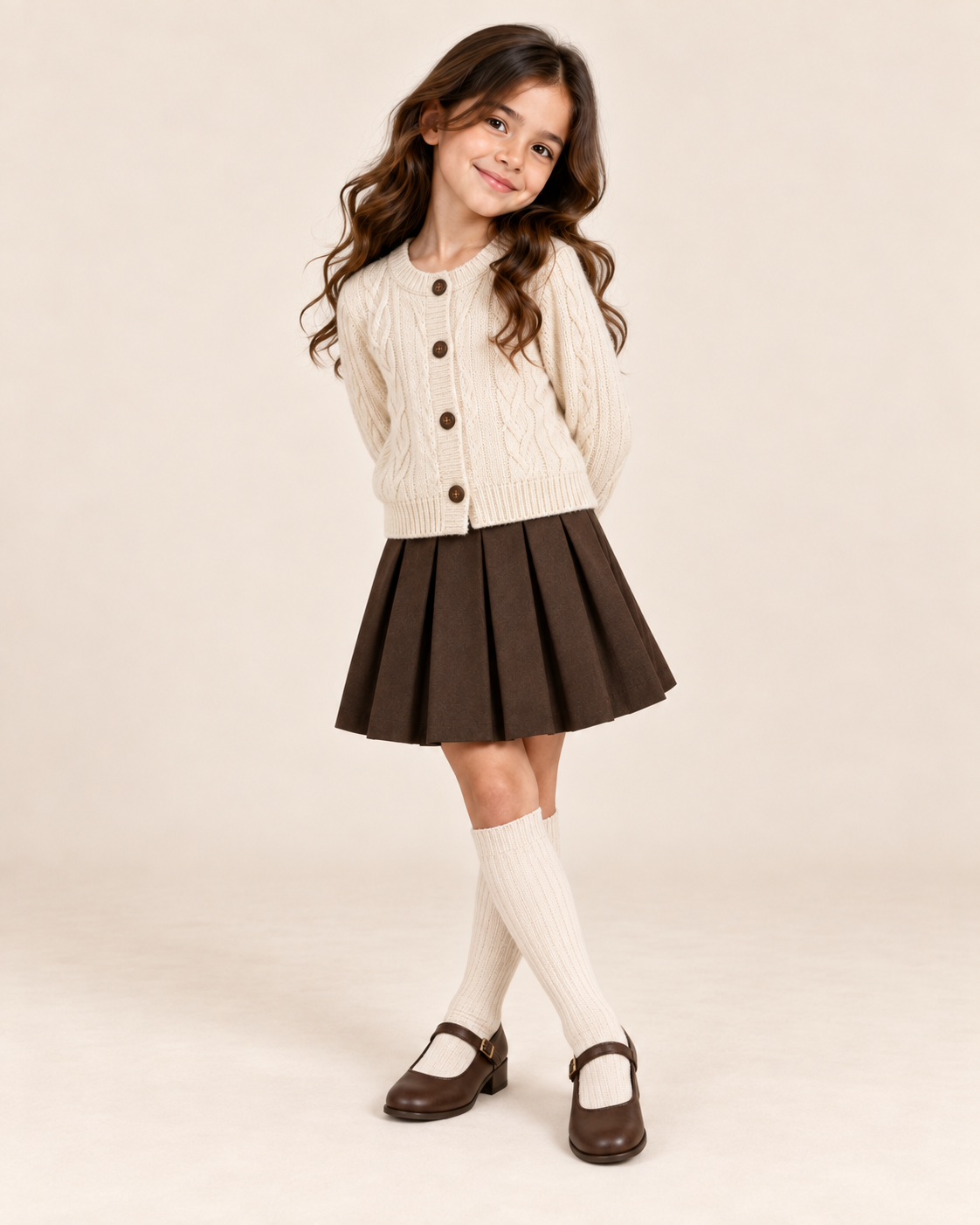 Girls Ivory Cable-Knit Cardigan — Ivory